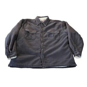 Dickies Jacket Mens XL Charcoal Fleece‎ Quilted Lined Button Front Shirt Jacket